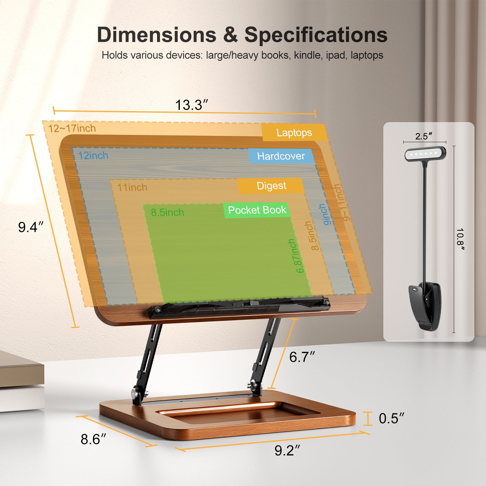 Book Stand with Light for Reading